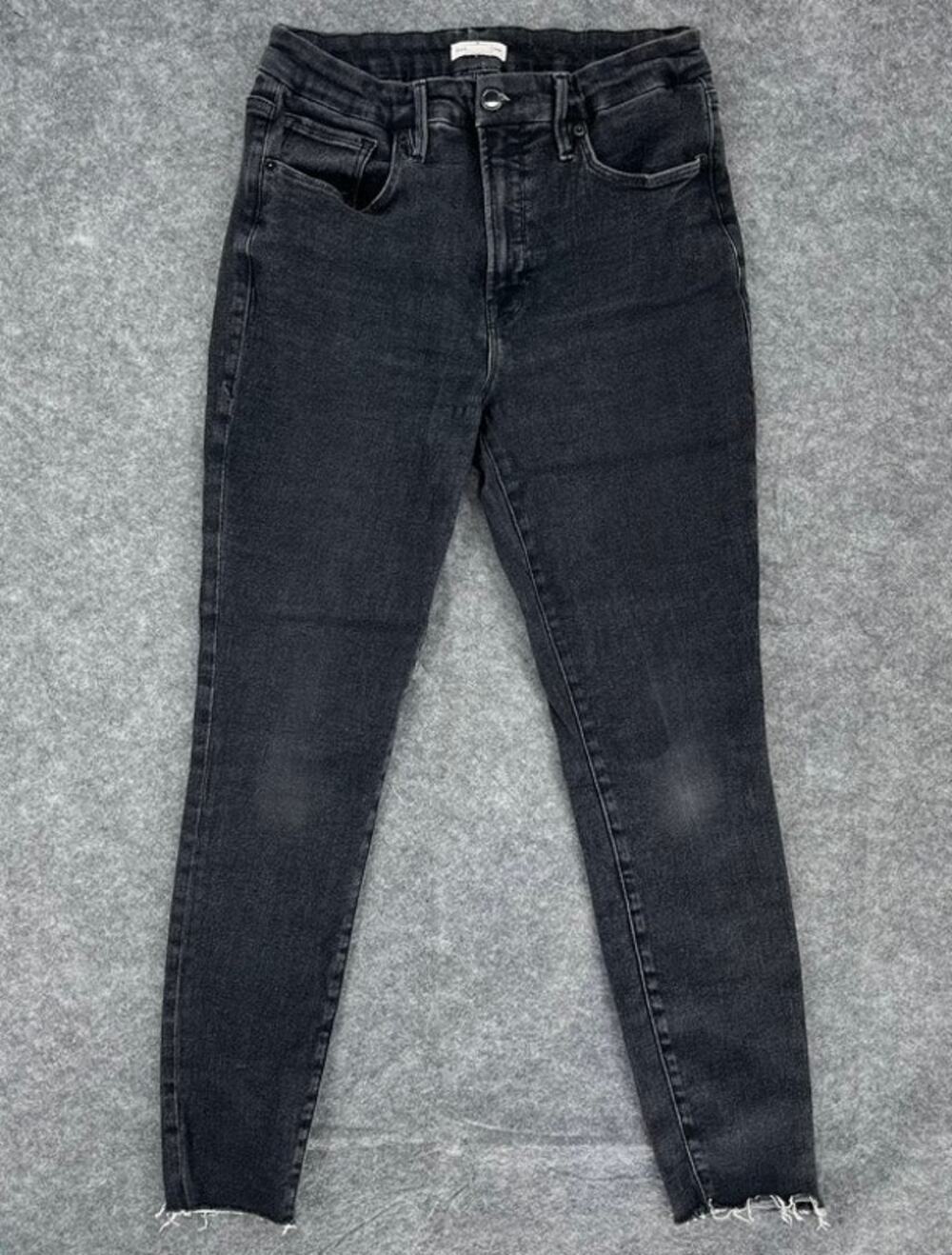 Good American Jeans Women's 10 30 Black Raw Hem